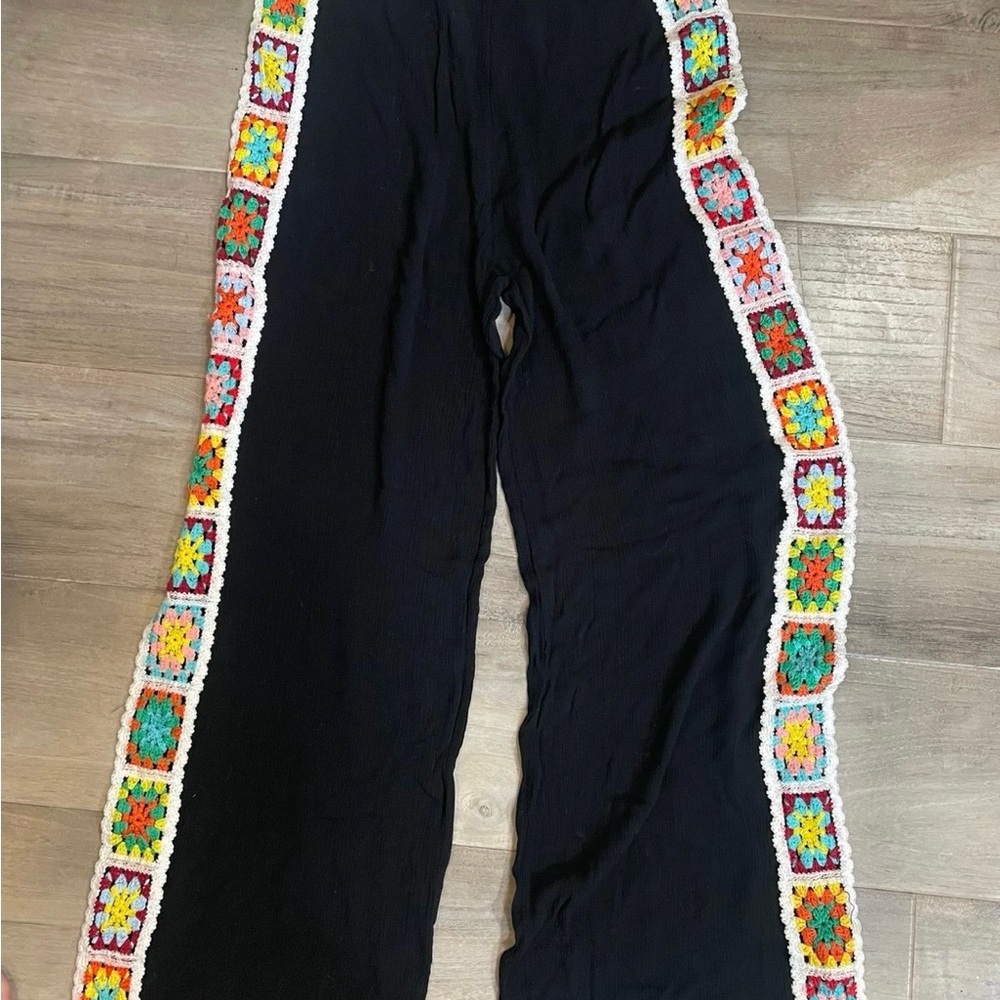 Bohemians crocheted granny square Colorful Beach/ festival linen- like Pants
